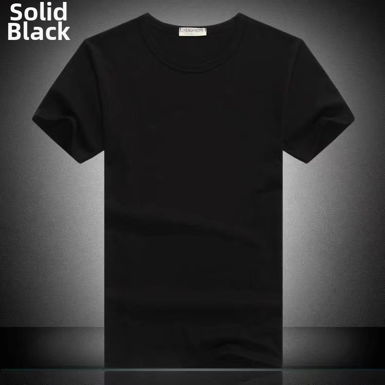 Men's Slim Fit T-Shirt Round Neck Short Sleeve Solid Color Summer Trendy Couple Top Versatile Basic Graphic Print_viptrois.com