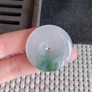 Myanmar Natural A Goods Boutique Jade Button Pendant Men's and Women's Old Pit Ice Flower Ping An Buckle Jade Pendant 12.43
