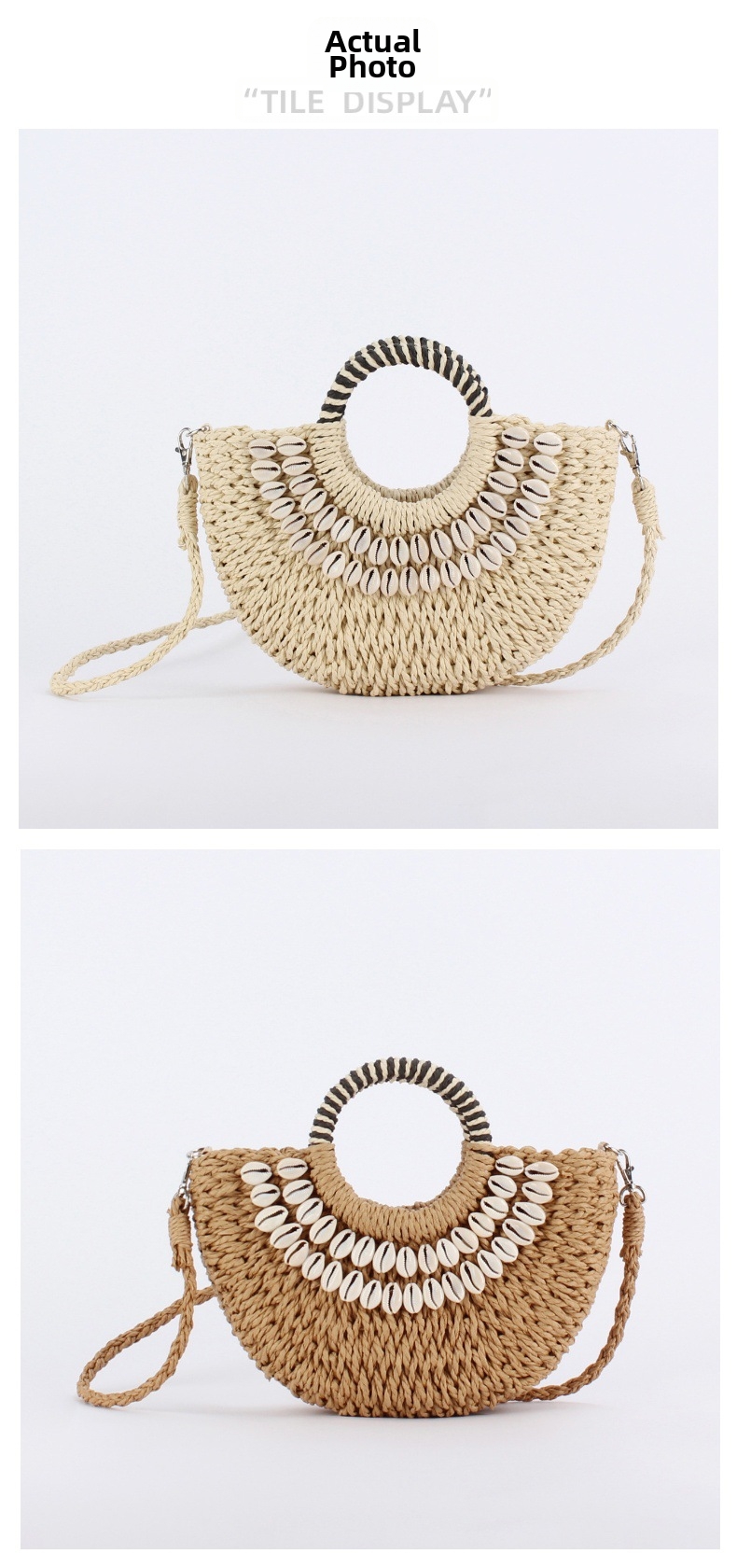 Minimalist Straw Crossbody Bag Semi Circular Hand Held Bag For Women_voghion.com