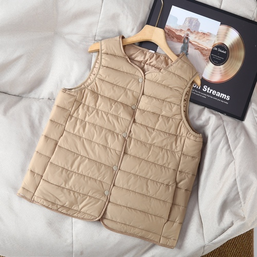 Lightweight Cotton Vests for Autumn and Winter, Short-Sleeved, Solid Color, Collarless Inner Vests for Ladies, Close-Fitting Warm Backless Tops