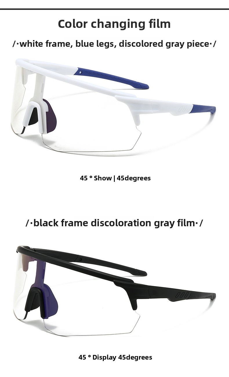 New Semi-Rimless Photochromic Sports Sunglasses, Running Cycling Wrap-Around Lens Outdoor Windproof Eyewear_desvips.com