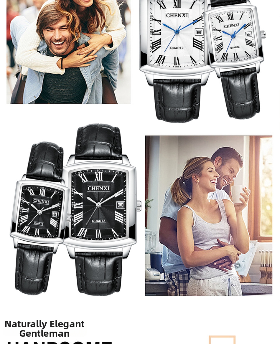 Quartz Couple Wrist Watch With Calendar Leather Strap For Men_voghion.com