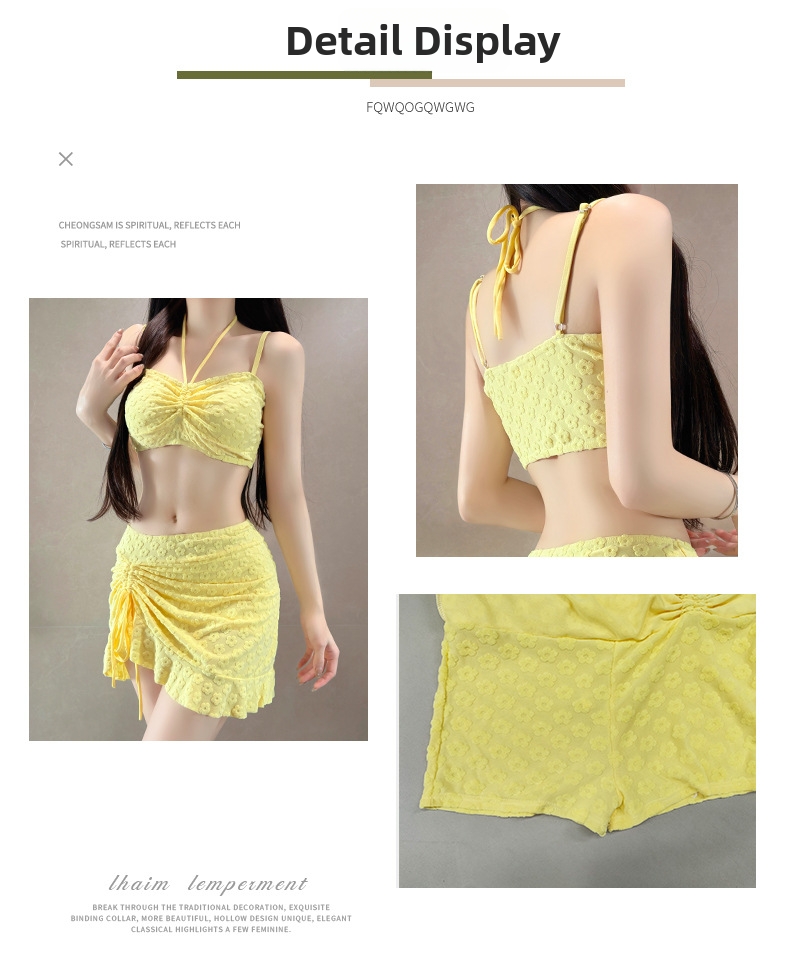 Women's Swimsuit Set Long Sleeved Sun Protective Three Piece Set_voghion.com