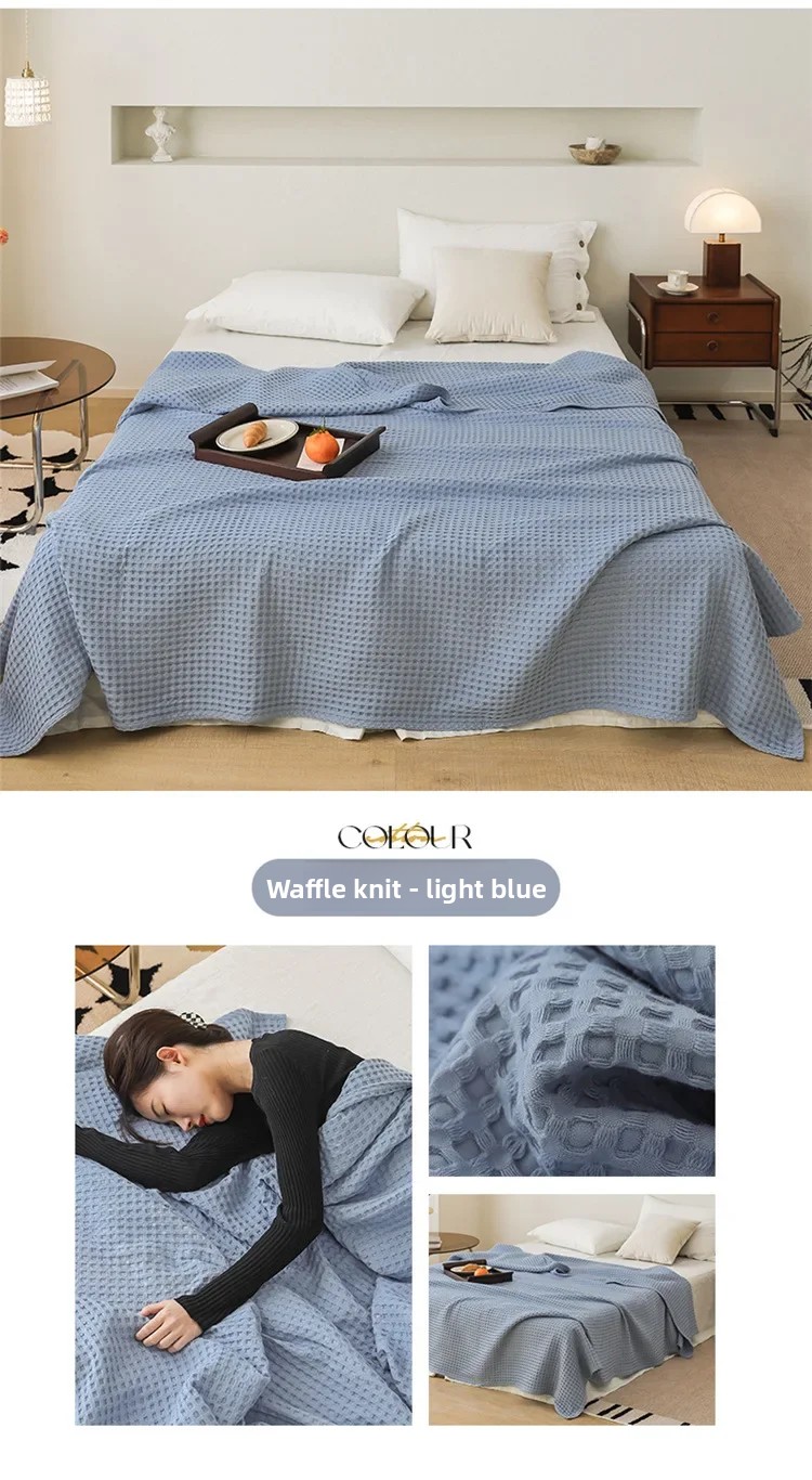 100% Baumwolle Waffelstruktur-Decke Leichte Atmungsaktive Sommer-Kühldecke für Bett Sofa Einzel- und Doppelgröße – Detail 22