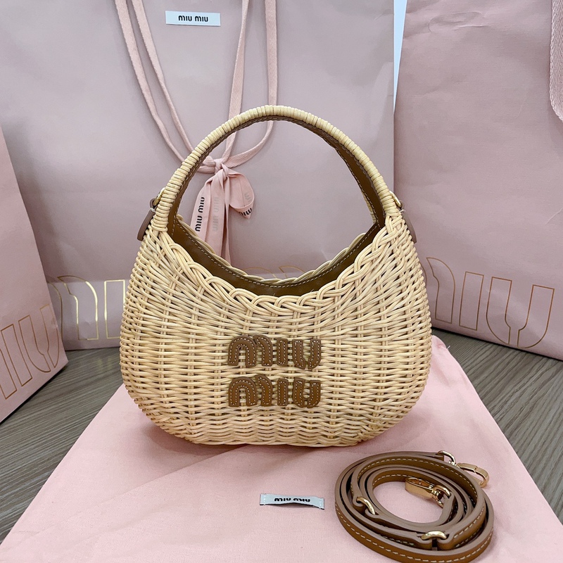 MiuJia holiday-style casual straw woven 2025 new fashion handbag, shoulder bag, crossbody bag, shopping basket