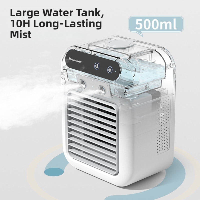 Mini-Tisch-Klimaanlage mit Ventilator für Zuhause und Büro, Luftbefeuchter und Sprühfunktion für Studentenwohnheime_voghion.com