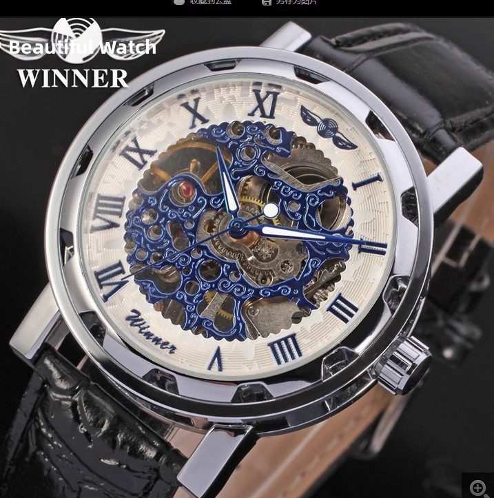 Men's Mechanical Watch Retro Skeleton Leather Strap Wristwatch_voghion.com
