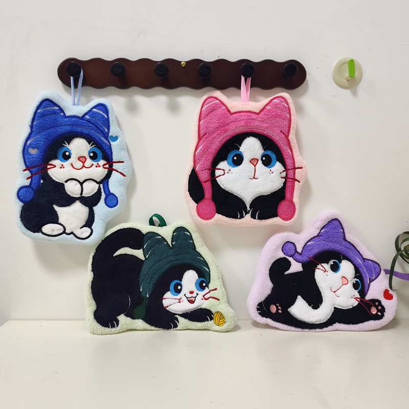 New Cute Cat-Themed Hand Towels with Hood, Soft, Absorbent, and Lint-Free, a Must-Have Item for Home and Public Places