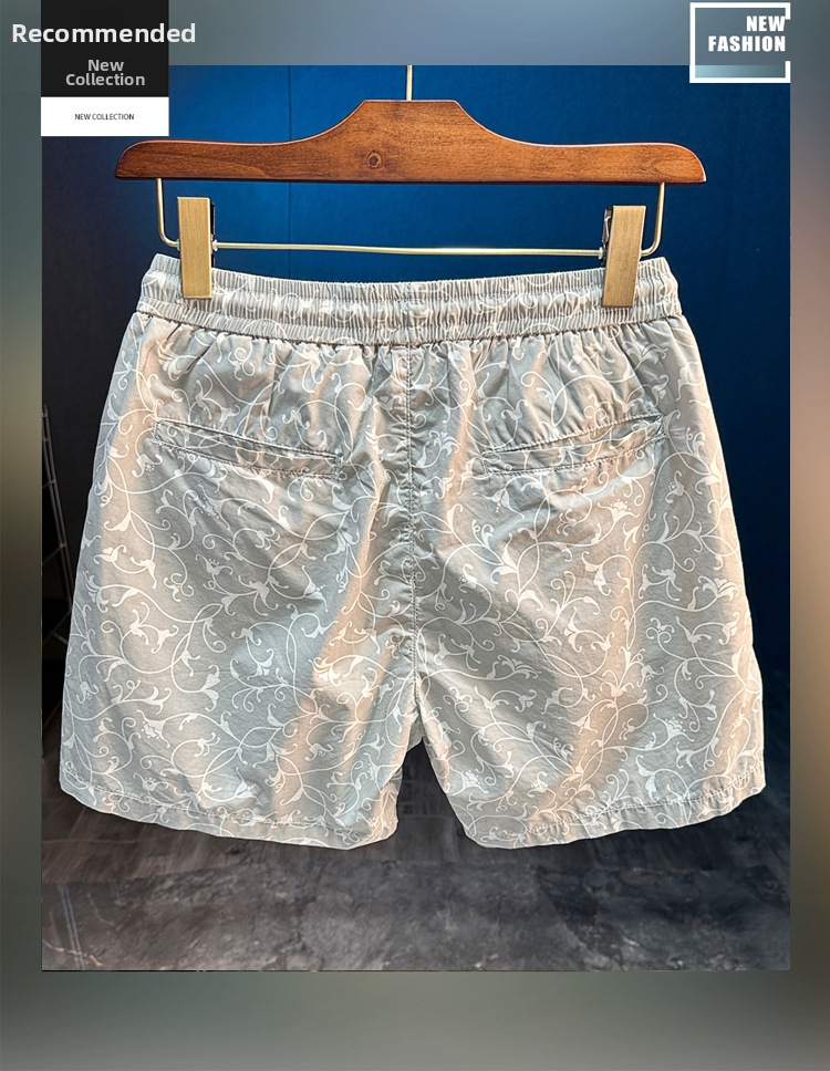 Men's Summer Casual Printed Shorts Loose Fit Plus Size Straight Leg Trendy Versatile Stylish Five Point Pants Mid Waist Drawstring_viptrois.com