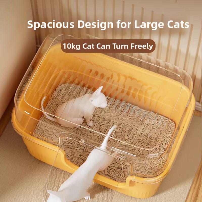Extra grote, volledig gesloten kattenbak, geurvrij, gigantisch formaat, spatwaterdicht, huisdierbenodigdheden_voghion.com