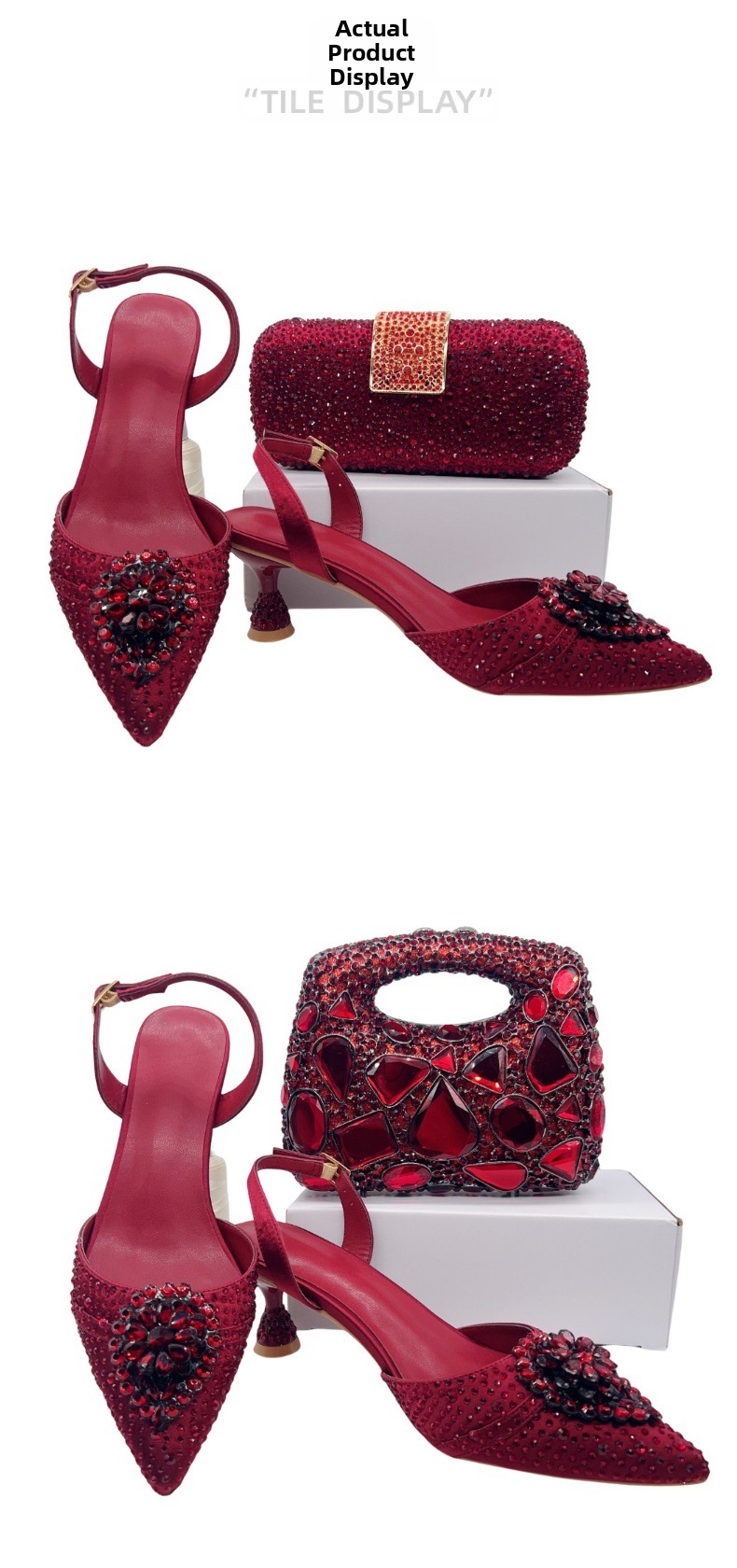 Set sandali stiletto con strass e pochette da donna abbinata_voghion.com
