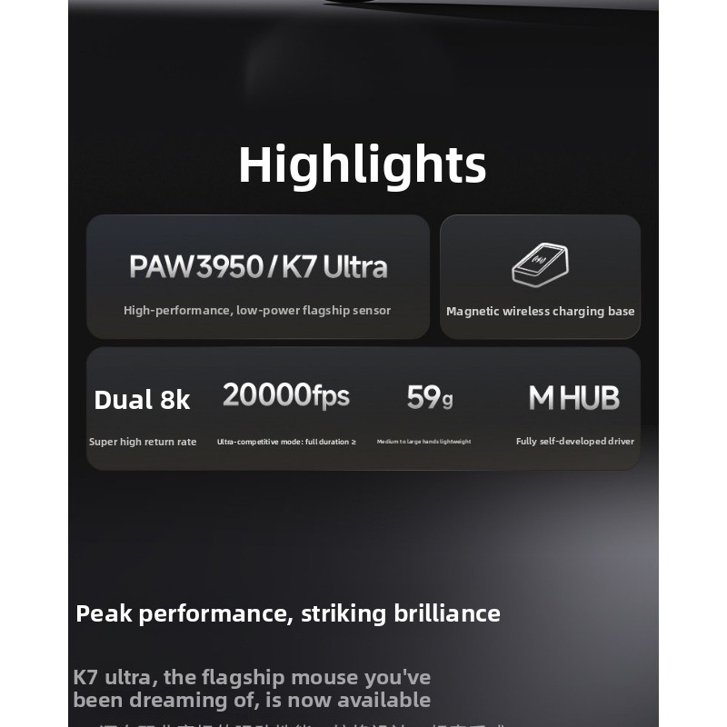 Mchose K7 Ultra Lightweight Wireless Gaming Mouse Paw3950 8k_voghion.com