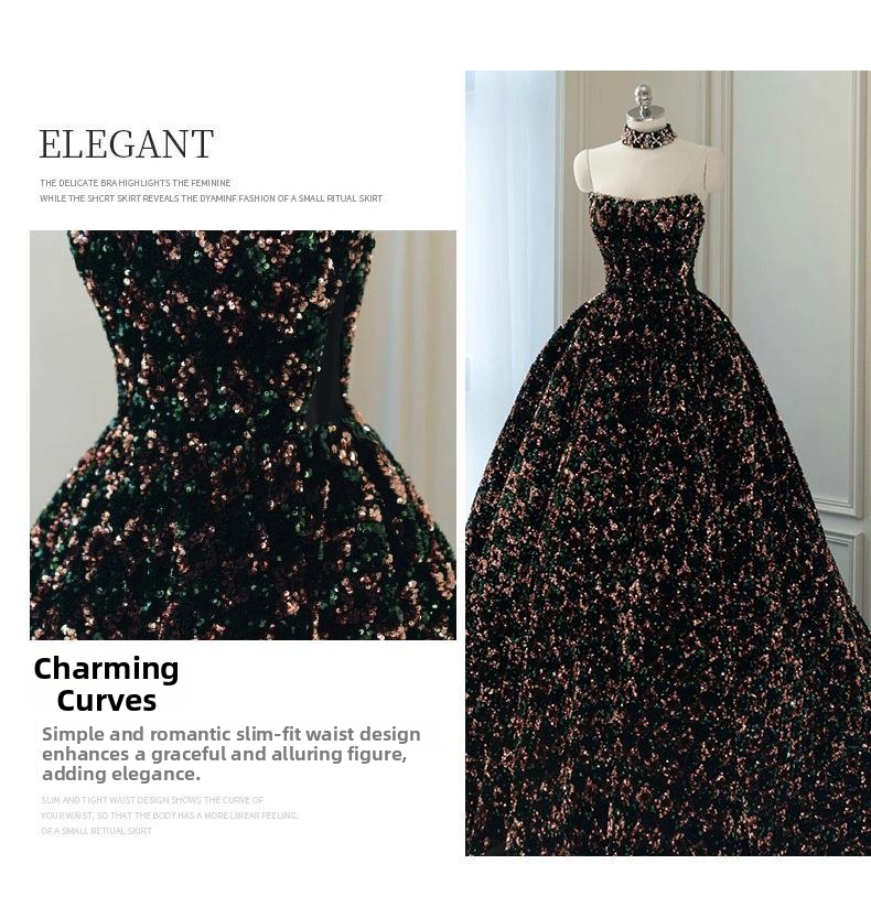 Elegant Strapless Sequined Evening Dress New Style For Women Perfect For Annual Meetings Emcees Students Art Exams Banquets_ecoleips.com