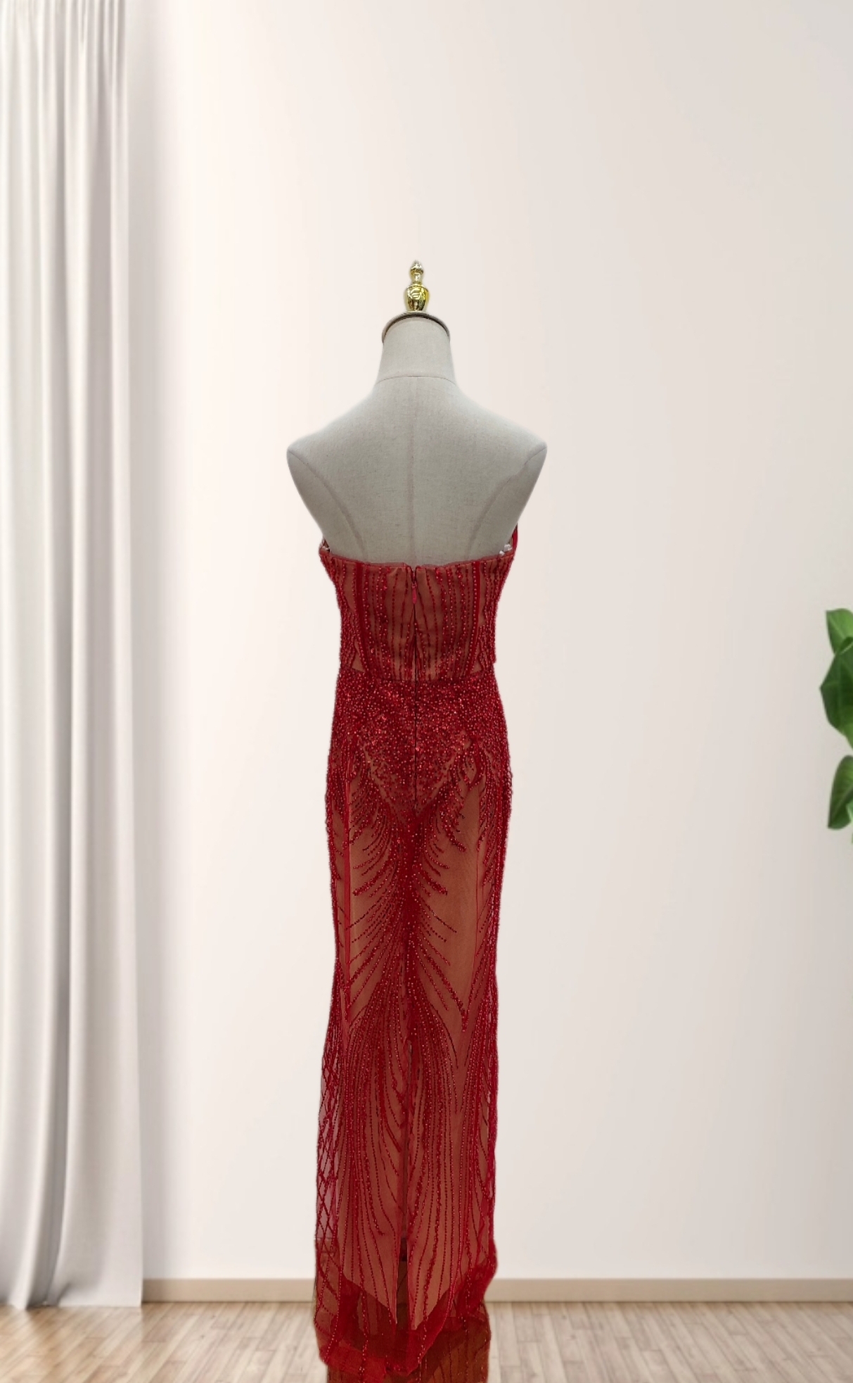 Elegant Beaded Bustier Bodycon Party Dress - Sexy High Waist Long Gown With 3D Embroidery For Women_voghion.com