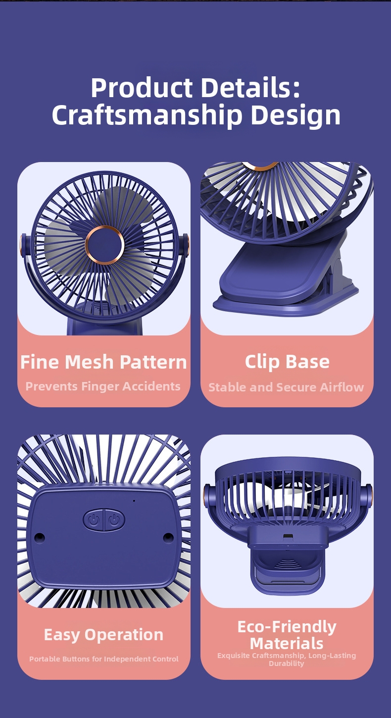 Ventilatore usb con clip portatile e luce ricaricabile studenti_voghion.com