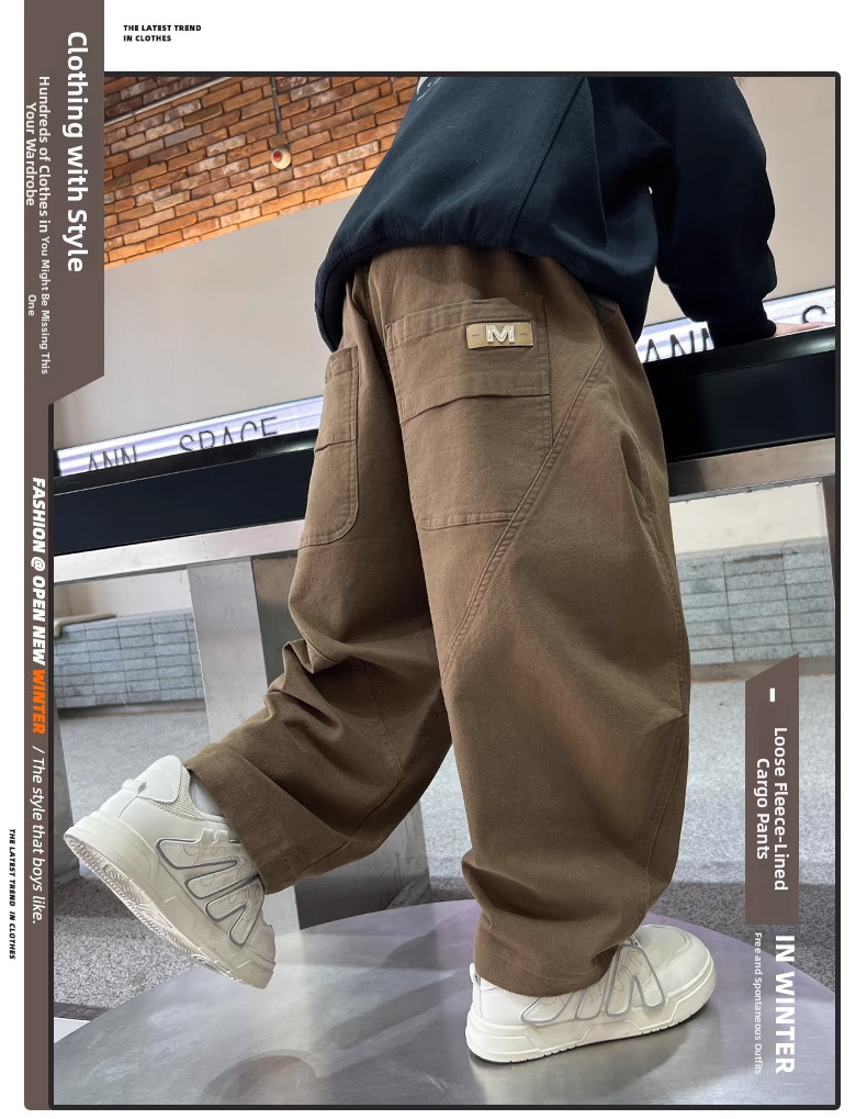 Jungen Cargohose Weites Bein Gerade Schnitt Für Kleinkinder_voghion.com