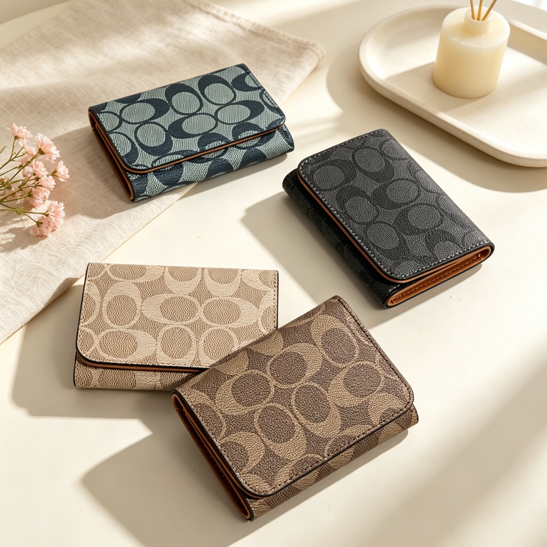 Daini Korean-style New Retro High-grade Geometric Letter Small Three-fold Student Short Wallet Wallet Wallet Coin Purse for Women