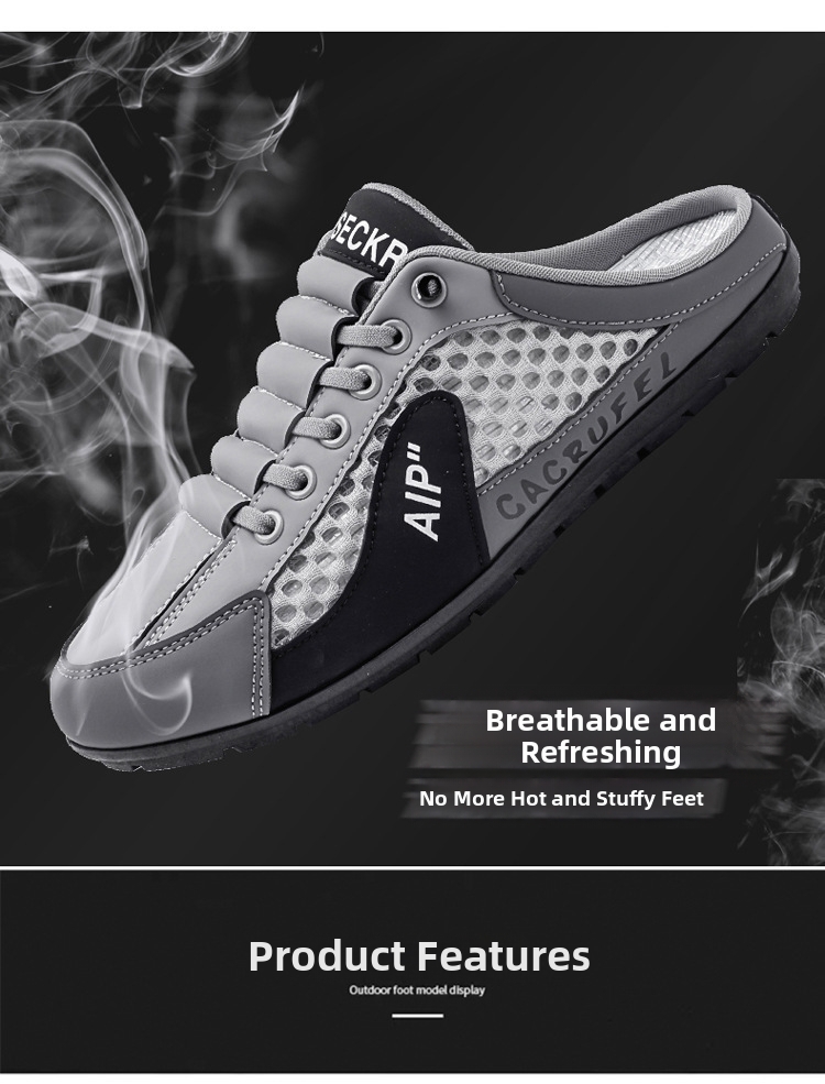 Baskets de sport décontractées pour homme, à enfiler et à lacets, blanches et noires, style été, tige en maille transparente, microfibre et cuir PU, semelle en caoutchouc_voghion.com