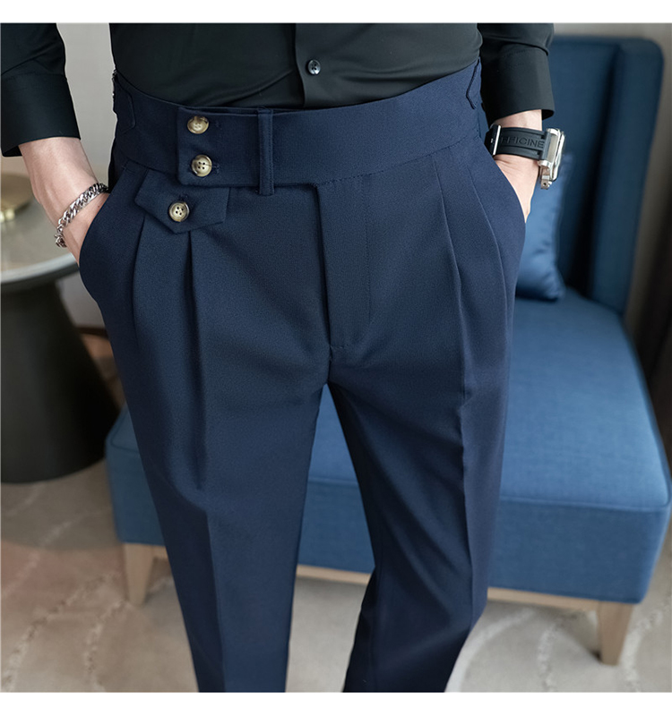 Pantalones Casuales de Pierna Recta y Cintura Alta Estilo Napolitano para Hombre, con un Toque de Lujo, para Comercio Exterior