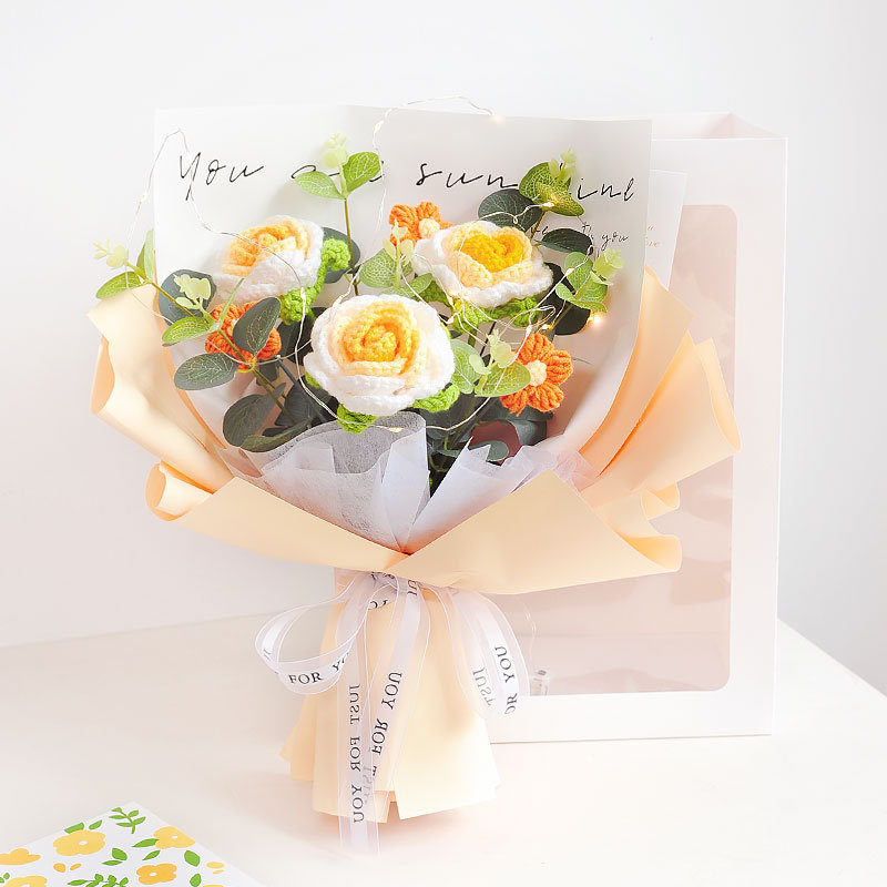 2024 nuevo día del maestro girasol de alta calidad tejido a mano ramo de flores regalos de cumpleaños para chicas maestros prácticos para hombres