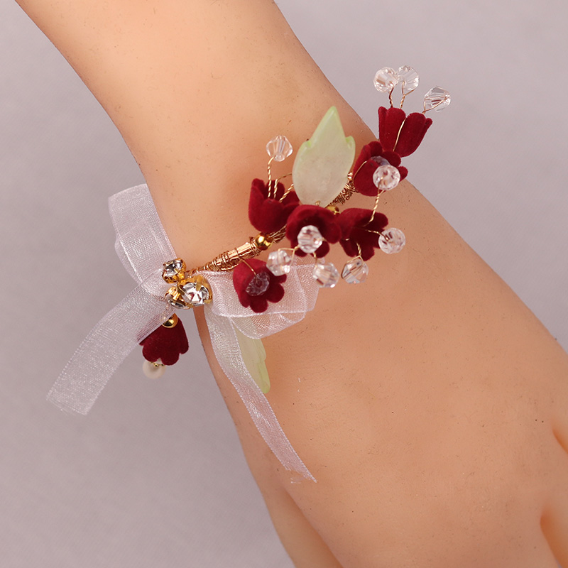 645 레드 팔찌 손목 꽃