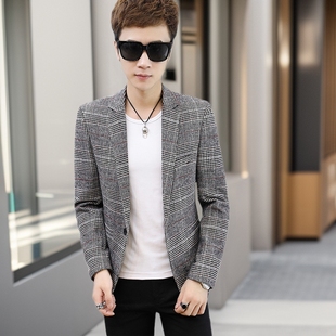 2025 Customized Spring and Autumn New Men's Casual Suit Korean Style Slim Plaid Suit Men's Blazer