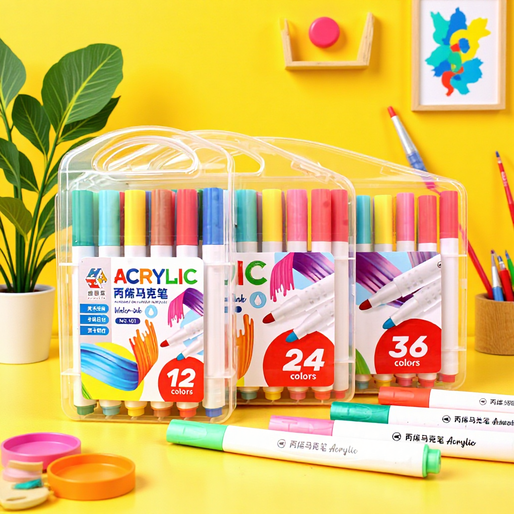 Estudiante al por mayor DIY pintura acrílico marcador de arte de los niños creativos graffiti impermeable no se desvanece cepillo de color