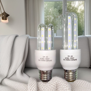 Wholesale Led Bulb 9W40 Watt U-Shaped Tube Energy-Saving Corn Lamp Household 220V Flicker-Free 3U Spiral Super Bright E27