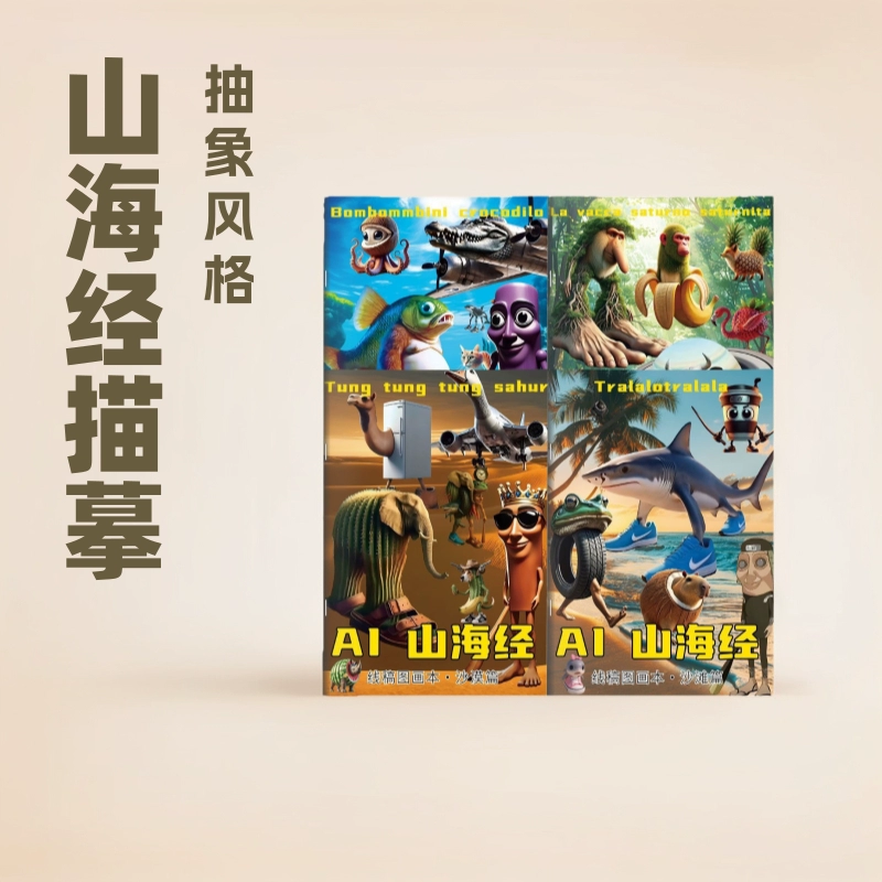 Классическая книга «Зарубежная горная и морская классика» Tungtungsahur Tongge, деревянная палочка, книга для рисования человека, абстрактная книга для рисования граффити с акулой