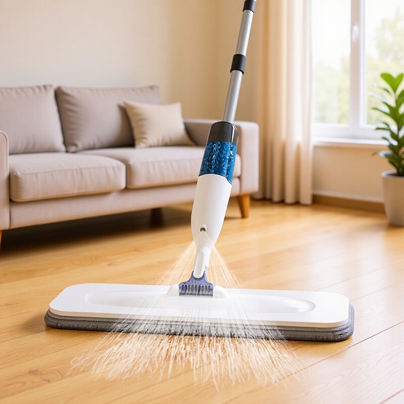New Spray Mop Flat Household Hands-Free Washable Wooden Floor Tile Mop Dual-Use Wet and Dry Mopping Tool