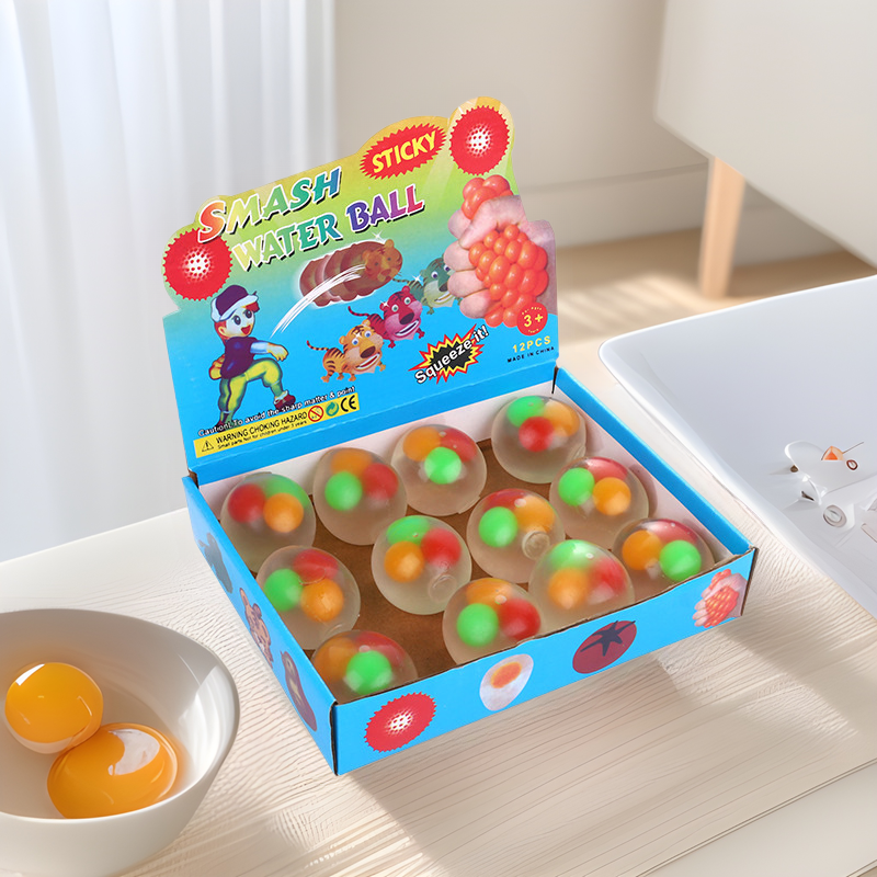 Creative vent toy transparent three egg yolk pinch music water polo decompression toy stall squeeze decompression vent ball