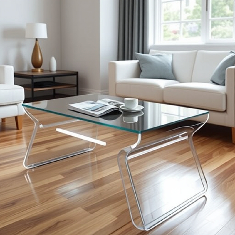 亚克力U型桌子定作 有机玻璃家具深圳工厂电脑桌