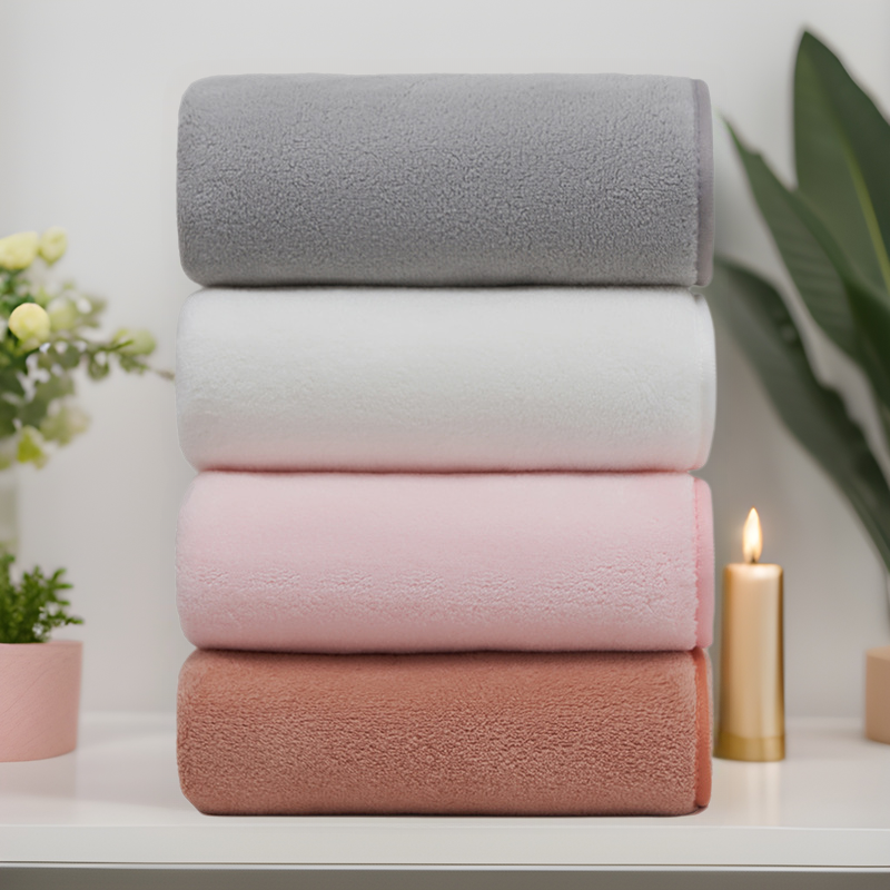 Factory Direct supply class A plain coral fleece towel soft absorbent cotton face towel independent packaging square towel wholesale