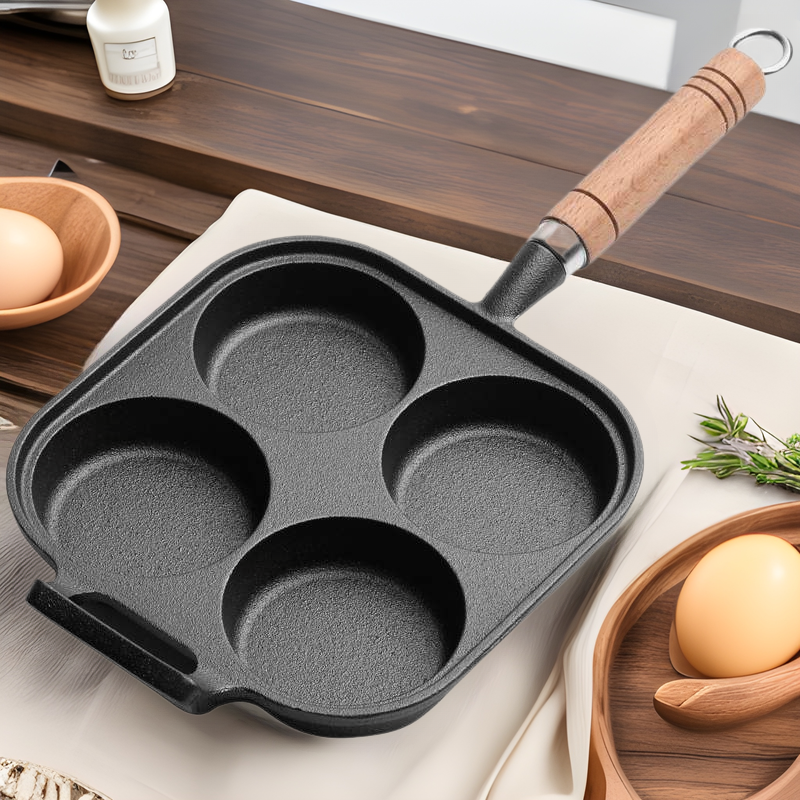 Сковорода Fry Egg pan cast iron four-hole egg dumpling pot deepen egg burger machine mold breakfast pot non-stick pan