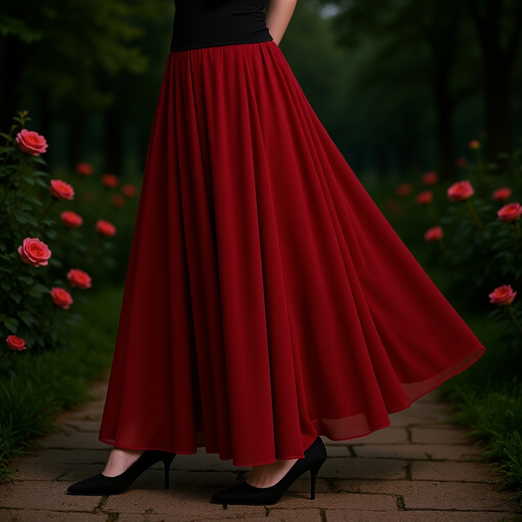 2025 Spring and Summer Solid Color Chiffon Midi Skirt New High-Waisted Plus Size Fairy Skirt Vacation Beach Skirt