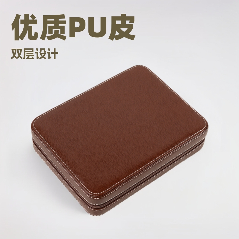 多位男士商务经典pu皮手表盒2位4位8位黑色棕色便携拉链式收纳表