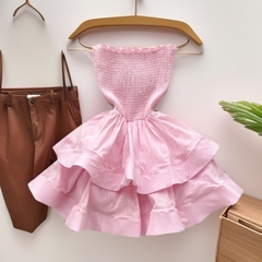 ヨーロッパとアメリカの純粋な欲望のホットガールノースリーブチューブトップスカート夏服2025新しいフレンチウエスト気質フリルふわふわ