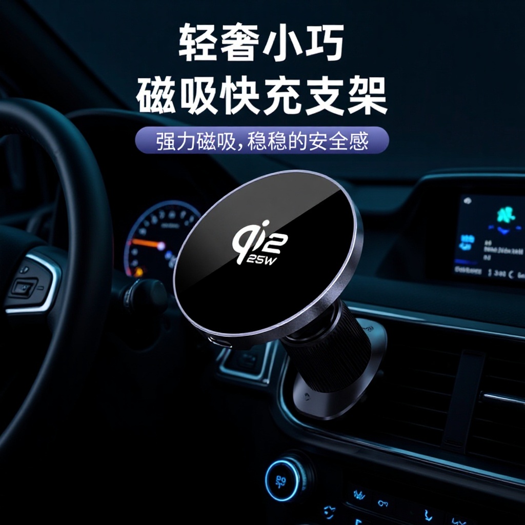 New Qi2.2 Car Magnetic Wireless Charger with Zinc Alloy Shell 25W Suitable for Wireless Charging of Apple Phones