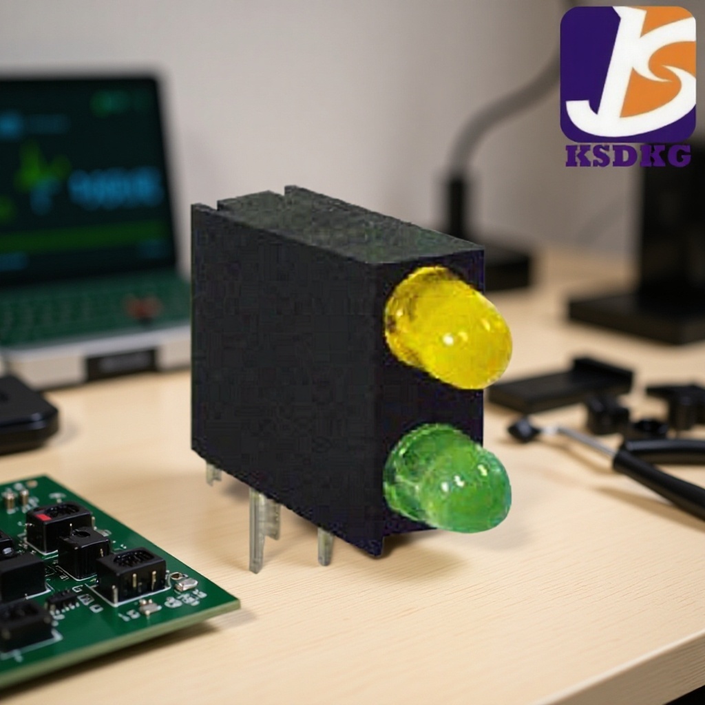 供应卧式SCC-01XX 黄色/绿色指示灯 LED模块 四脚插件 指示灯LED