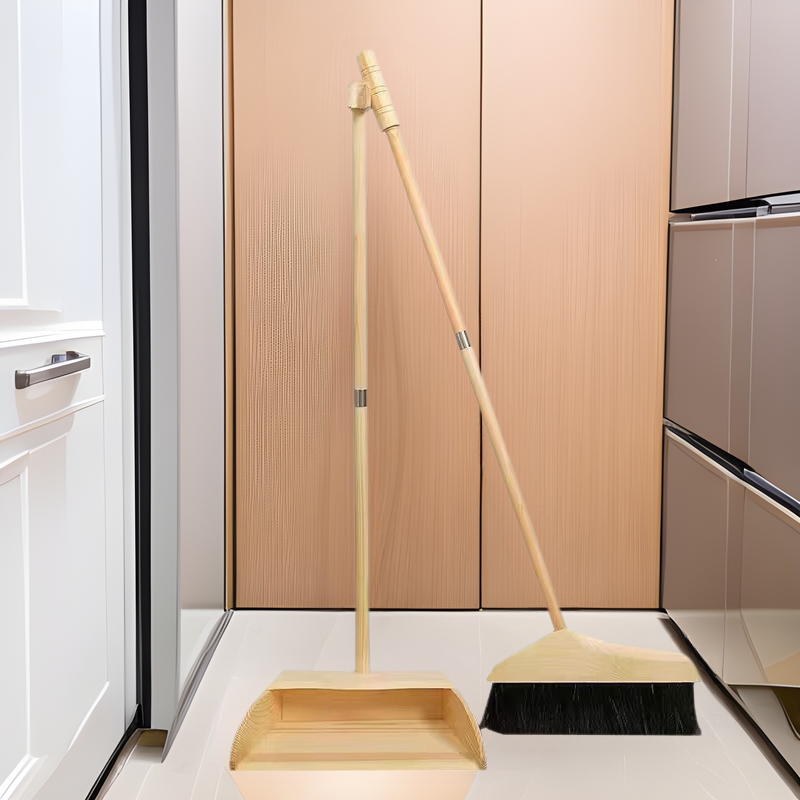 Anti-static Pure Bristle Wooden Broom Dustpan suit Sweeping Bristle Wooden Handle Horse Hair Non-stick Household Broom