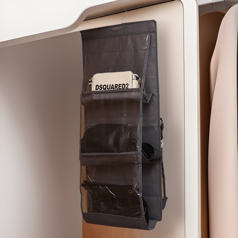 PVC Bag Storage Hanging Bag Wardrobe Dormitory Hanging Household Storage Rack Layered Hanging Bag Rack Satchel Storage Artifact