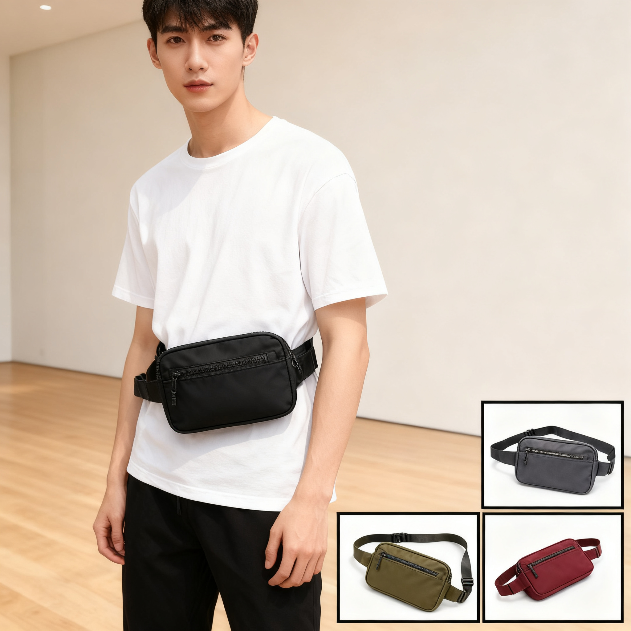 2024 Amazon Cross-Border Lulu Same Style Outdoor Sports Waist Bag Crossbody Chest Bag