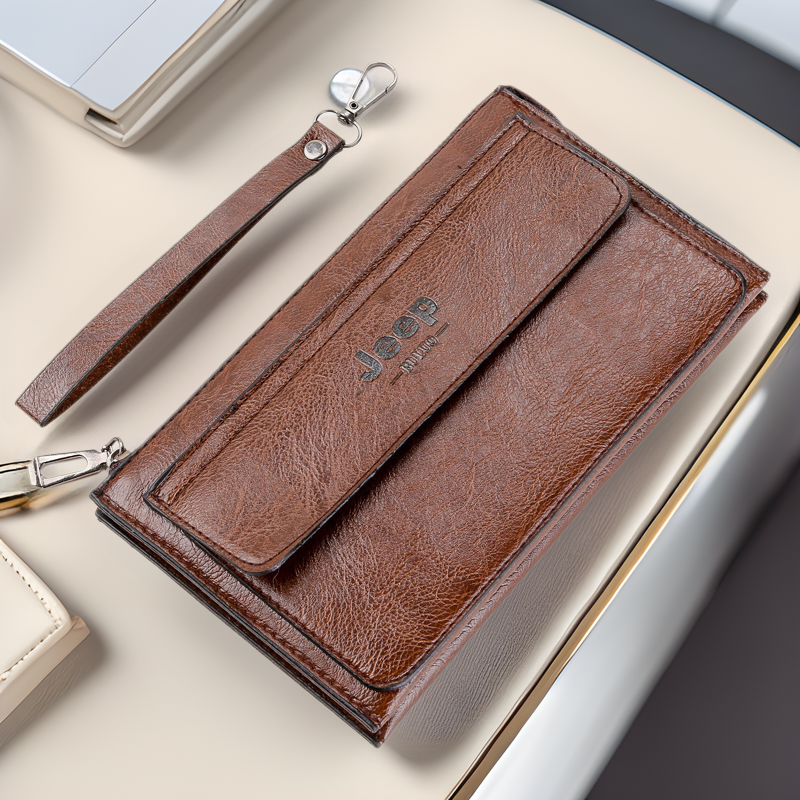 Cross-Border Men's Wallet Fashion Clutch Bag Business Double-Layer Large-Capacity Zipper Bag Large-Capacity Men's Bag