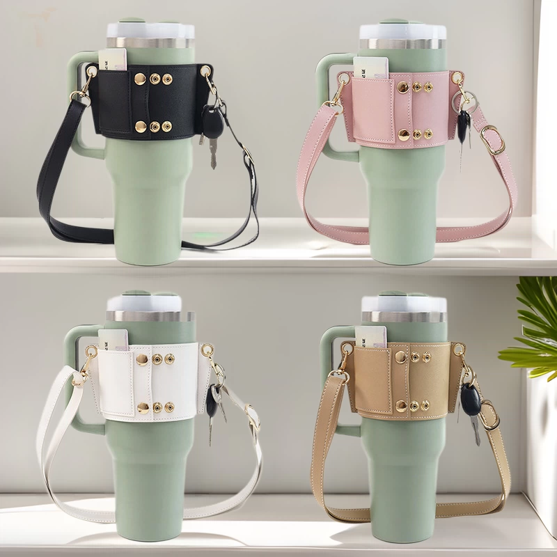 Амазонка горячая Распродажа крышка чашки мороженого 40 унций наружная Регулируемая через плечо Stanley крышка чашки PU кожаная крышка чашки ручки