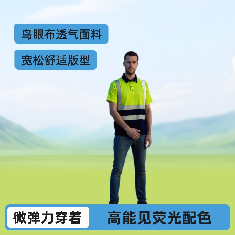 Camisa Polo de Manga Larga con Cinta Reflectante para Hombre, Ropa de Trabajo, Construcción Vial, Seguridad, Camisa de Trabajo con Cuello