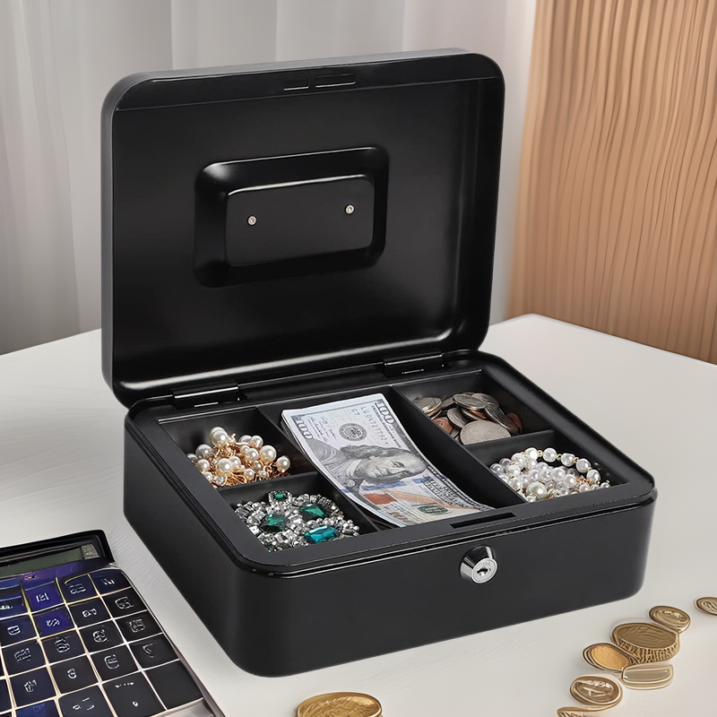 Coin Box Cash Box Small Iron Box Cash Box Insurance Storage Box Savings Box Cash Box