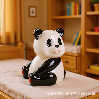 外贸出口卡通动物熊猫陶瓷储钱罐 儿童零钱储蓄罐 陶瓷工艺品摆件