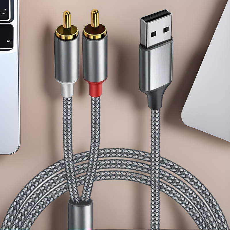 Cross-border USB one-two lotus audio line 2RCA computer host notebook external audio speaker line manufacturers