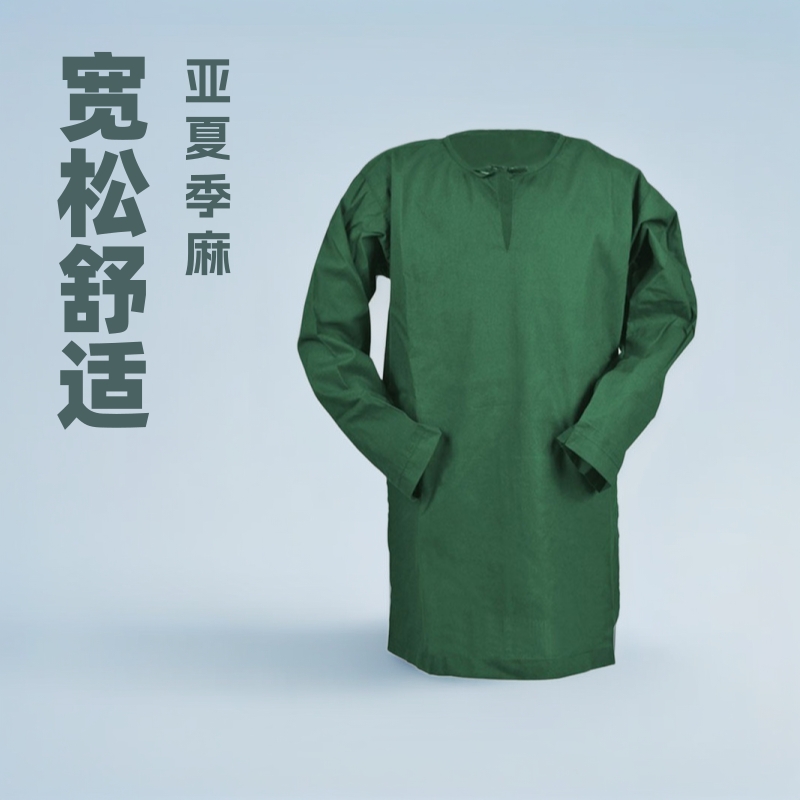 Medieval del muchacho camisa de lino cuello redondo cintura delgada túnica casual retro verano suelta top