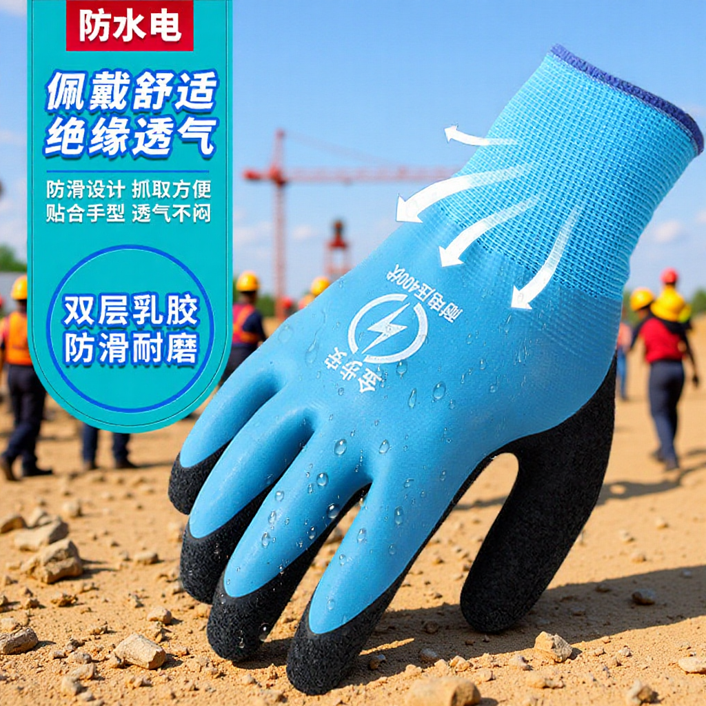 金步安400V绝缘手套低压防电380V耐磨防水双面电工防触电